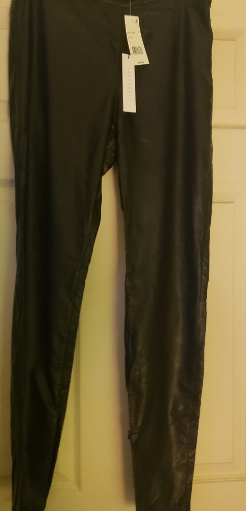 Black faux leather pants